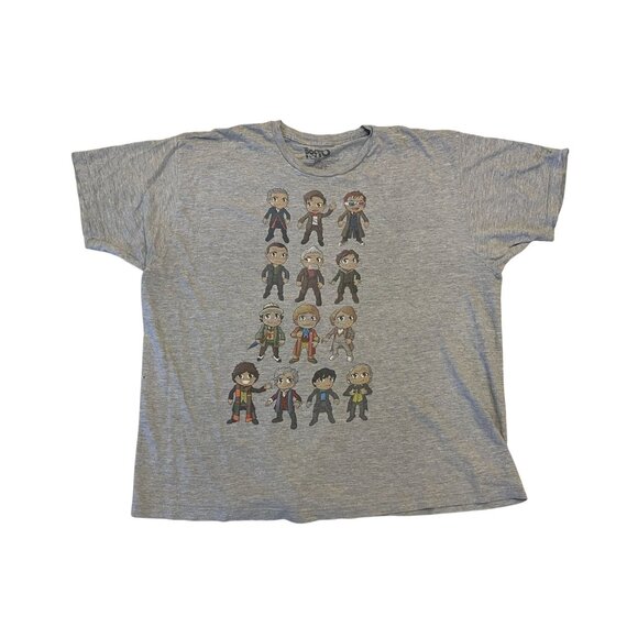 T-Shirt Men's 2XL size Doctor Who BBC 13 Doctors on Gray cartoon big head - Picture 6 of 6